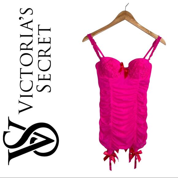 Victoria's Secret Other - Victoria's Secret "Sexy Little Things" Hot Pink Corset Lingerie Bustier 34C